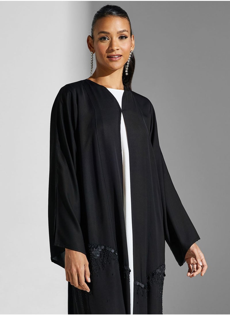 hayas closet - Embellished V-Neck Abaya - Image 1