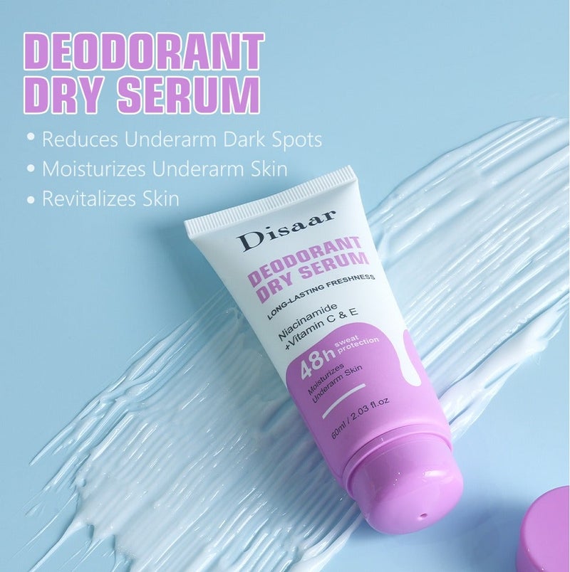 Disaar Deodorant Dry Serum Long-Lasting Freshness Niacinamide And Vitamin C And E 48H Sweat Protection Moisturizes Underarm Skin 60 ml - Image 4