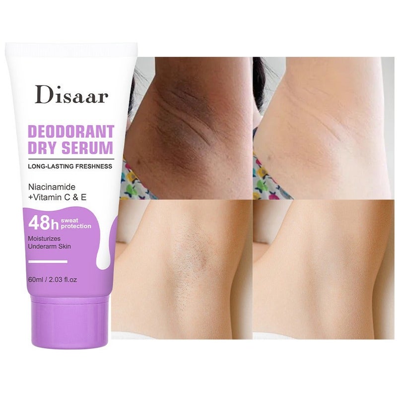 Disaar Deodorant Dry Serum Long-Lasting Freshness Niacinamide And Vitamin C And E 48H Sweat Protection Moisturizes Underarm Skin 60 ml - Image 2