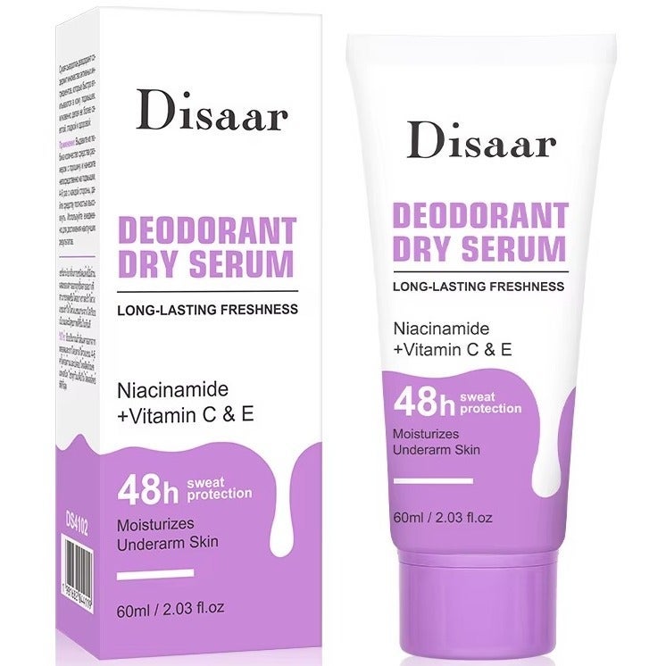 Disaar Deodorant Dry Serum Long-Lasting Freshness Niacinamide And Vitamin C And E 48H Sweat Protection Moisturizes Underarm Skin 60 ml - Image 1