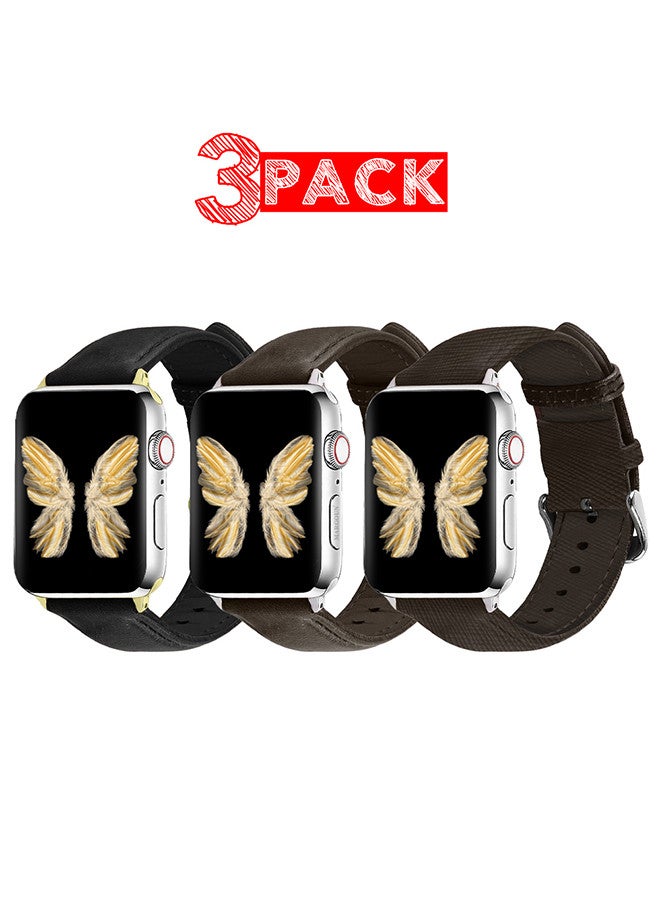 CATANES 3 Pack For Apple Watch Band 38mm/40mm/41mm Leather Band Buckle Strap Wristband Compatible with Apple watch series 7/6/5/4/3/2/1/SE - Image 1