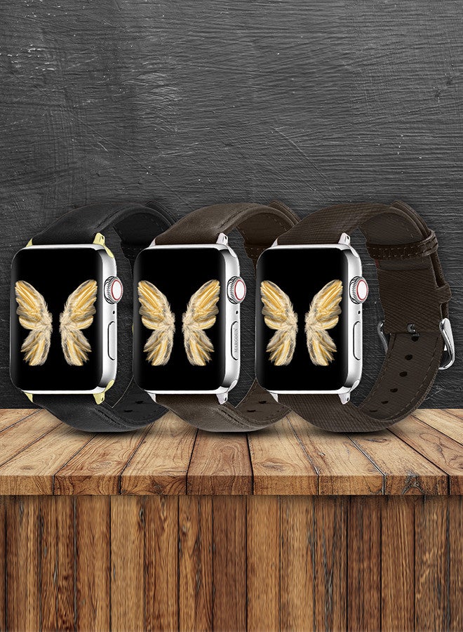 CATANES 3 Pack For Apple Watch Band 38mm/40mm/41mm Leather Band Buckle Strap Wristband Compatible with Apple watch series 7/6/5/4/3/2/1/SE - Image 2