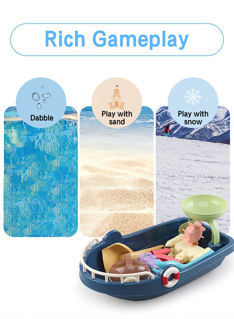 موفانت 33 قطعة من ألعاب الرمل، ألعاب شاطئ مع دلو رمل، عربة شاطئ رملية خارجية ولعبة قارب، مجموعة أدوات حفر الرمل وقوالب الشاطئ، ألعاب رمل شاطئ صيفية للأطفال الصغار - Image 4