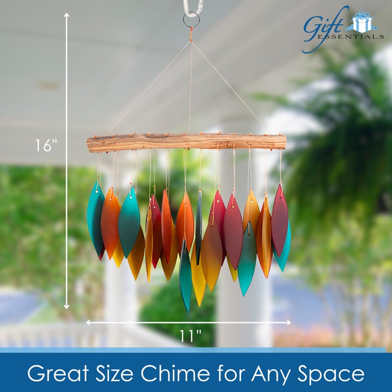 Gift Essentials Blue Handworks Santa Fe Glass Chime, Sandblasted Glass and Found Wood Handcrafted Wind Chime - Image 4