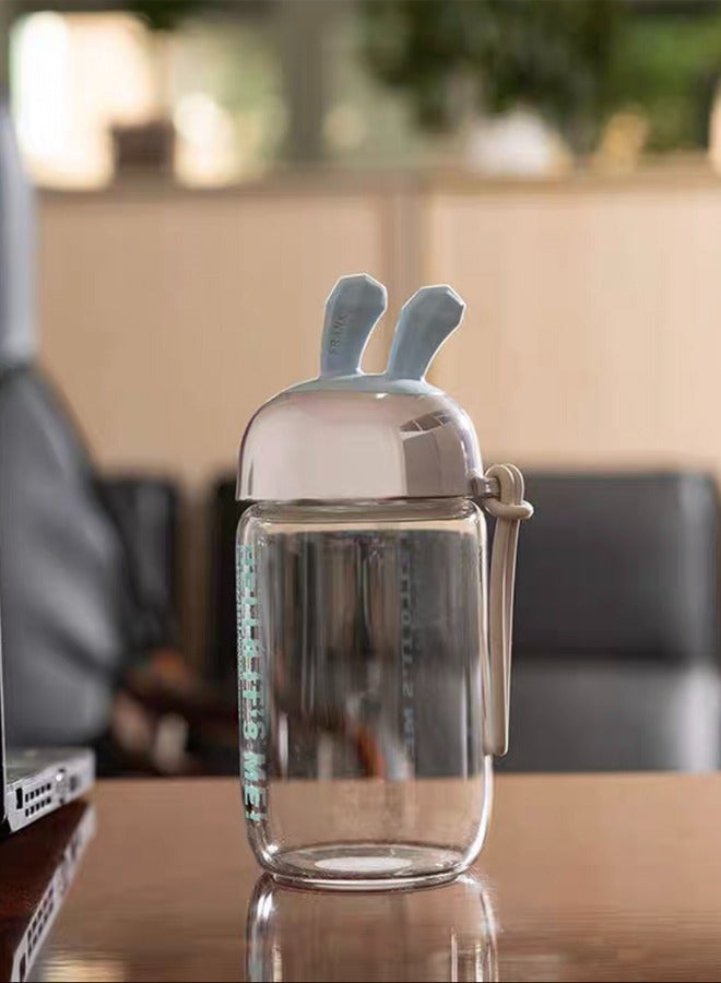 300ml Rabbit Ear Shape Kid Glass Water Bottle Trainer Cup Drink Learning - Image 1