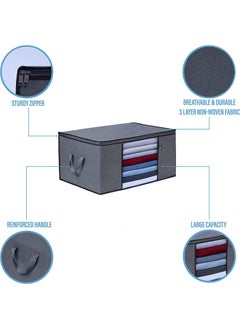 BESTOTTAM BESTOTTAM 3 Pack Oversize Clothes Storage Thick Fabric for Comforters Blankets Bedding Foldable with Sturdy Zipper Clear Window Grey Reusable and Sustainable  - Image 3
