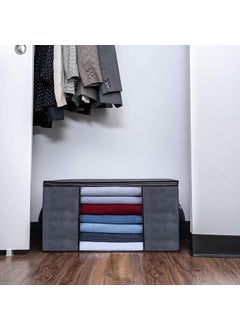 BESTOTTAM BESTOTTAM 3 Pack Oversize Clothes Storage Thick Fabric for Comforters Blankets Bedding Foldable with Sturdy Zipper Clear Window Grey Reusable and Sustainable  - Image 5