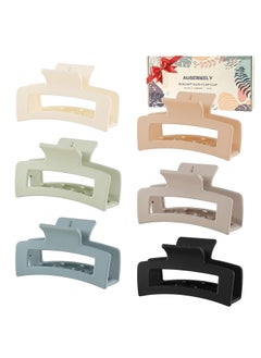 6 Pack Square Claw Clips Hair Claw Clips for Women Girls 35 Medium Nonslip Hair Clips Rectangular Claw Hair Clips Matte Hair Claws Strong Hold Jumbo Claw Clip for Thin Hair Christmas Gifts