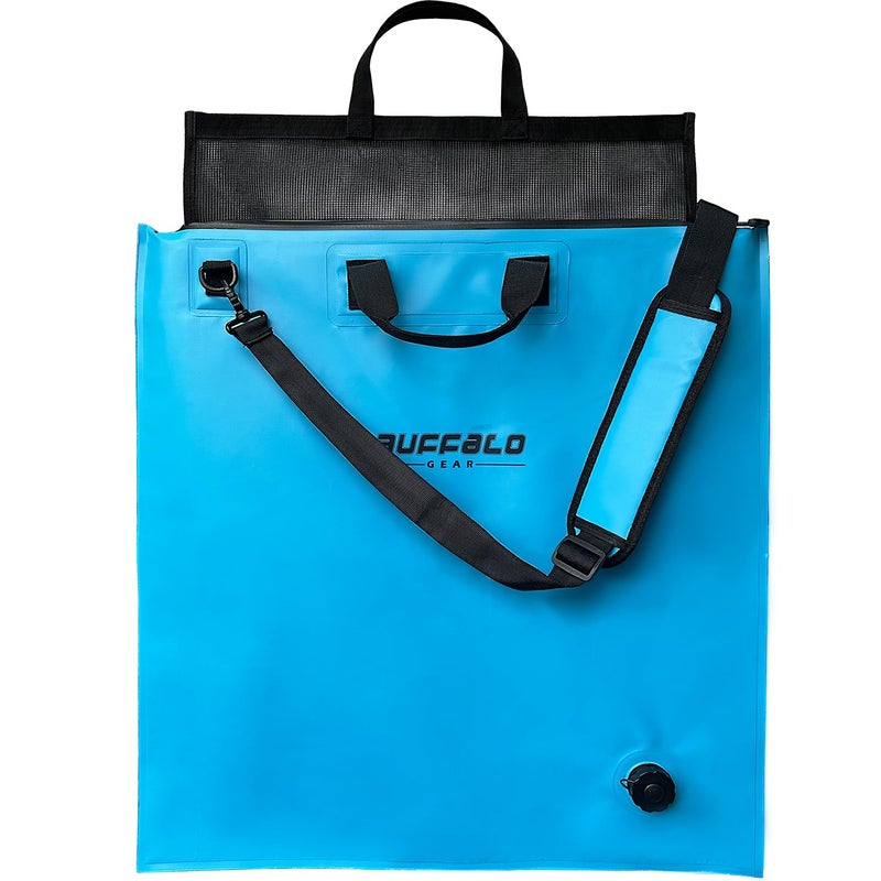 Buffalo Gear Fish Tournament Weigh in Bag with Removable Mesh Insert24x25in Heavy Duty Weigh in Bag for Bass Fishing with Waterproof ZipperDrain ValveAdjustable Shoulder Strap