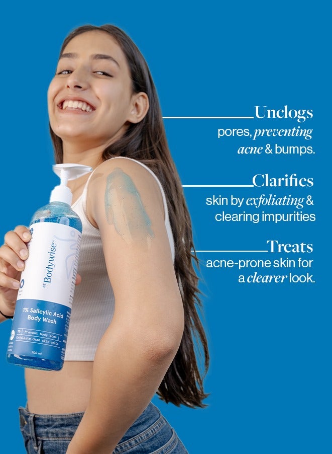 Be Bodywise 1% Salicylic Acid Body Wash Shower Gel | Prevents Body Acne, Bumpy skin, Exfoliates & Deep cleanses skin | Paraben & SLS free | Suitable for all skin types | 700ml - Image 4