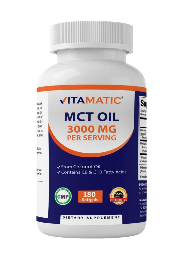 Vitamatic MCT Oil 180 Softgels (1000 mg per Softgel)