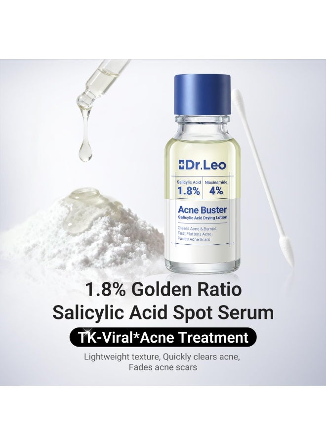 دكتور ليو سيروم بقعة حمض الساليسيليك 1.8% من دكتور ليو، علاج حب الشباب للبشرة الحساسة المعرضة لحب الشباب | نياسيناميد، تخفيف البثور بسرعة، يتلاشى علامات حب الشباب، بين عشية وضحاها وفترات الحيض، 0.33 اونصة سائلة - Image 3