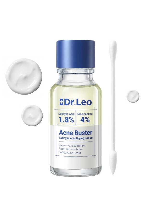 دكتور ليو سيروم بقعة حمض الساليسيليك 1.8% من دكتور ليو، علاج حب الشباب للبشرة الحساسة المعرضة لحب الشباب | نياسيناميد، تخفيف البثور بسرعة، يتلاشى علامات حب الشباب، بين عشية وضحاها وفترات الحيض، 0.33 اونصة سائلة - Image 1