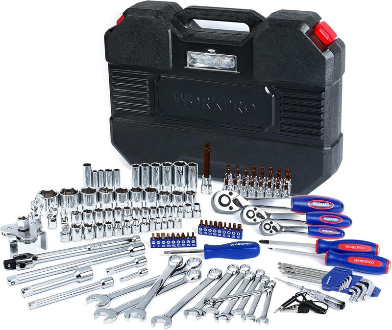 WORKPRO 123-Piece Drive Socket Set with Quick-Release Ratchet Wrench and Tools for Car Repair - Image 2