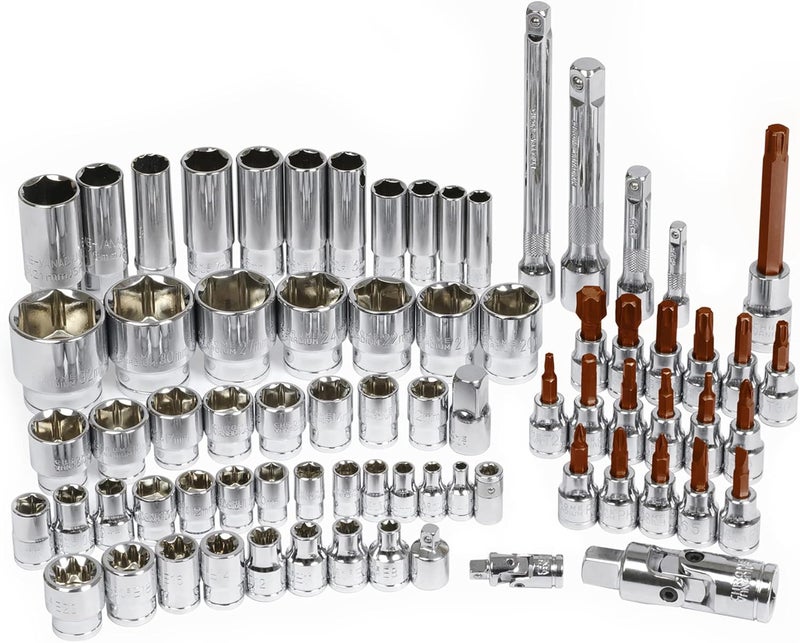 WORKPRO 123-Piece Drive Socket Set with Quick-Release Ratchet Wrench and Tools for Car Repair - Image 3