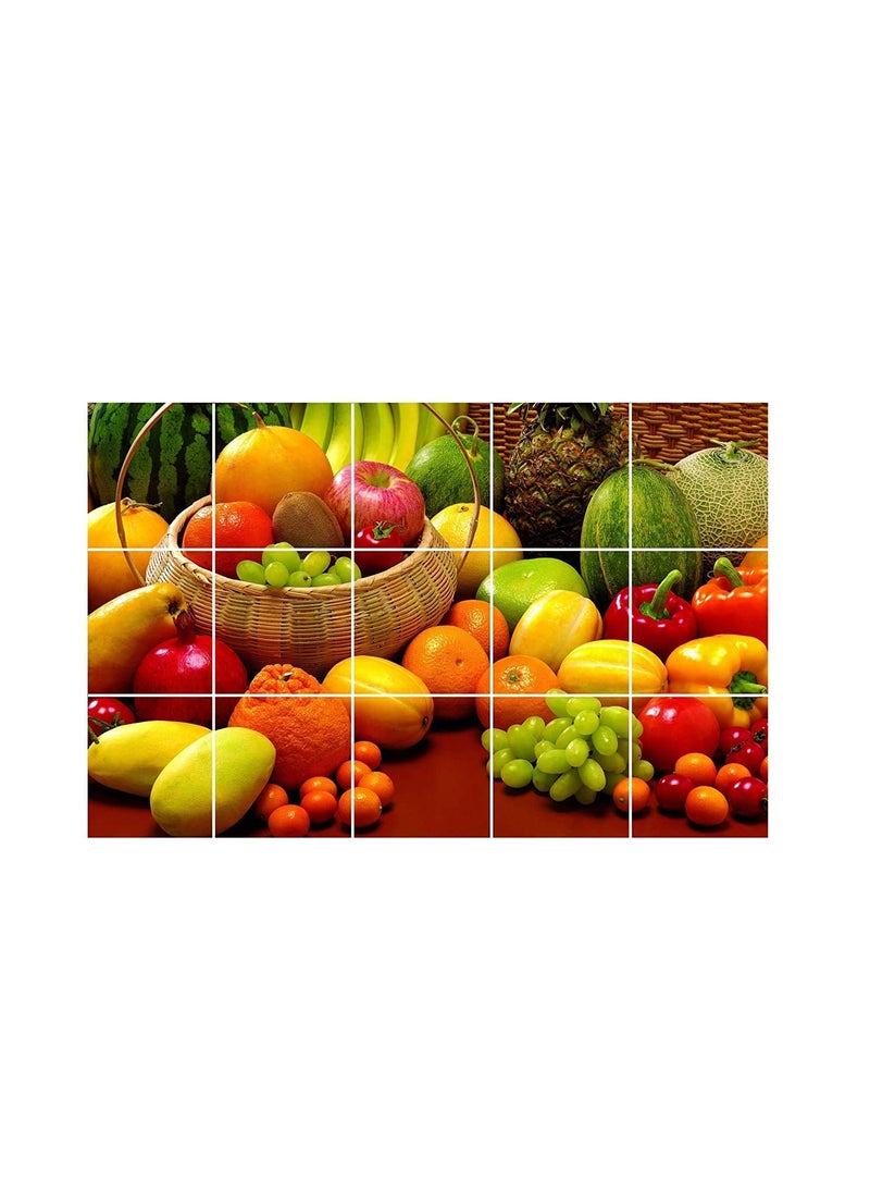 KC - KC (Kota Creations) Oil/Waterproof Self Adhesive Colourful Fresh Fruit PVC Kitchen Sticker/Wallpaper/Poster - Multicolour, 50 x 80 cm - Image 1