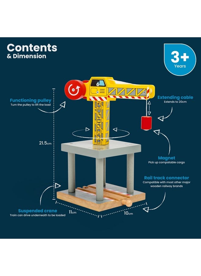 Bigjigs Rail Bigjigs Rail Magnetic Big Yellow Crane - Other Major Wooden Rail Brands are Compatible  - Image 2