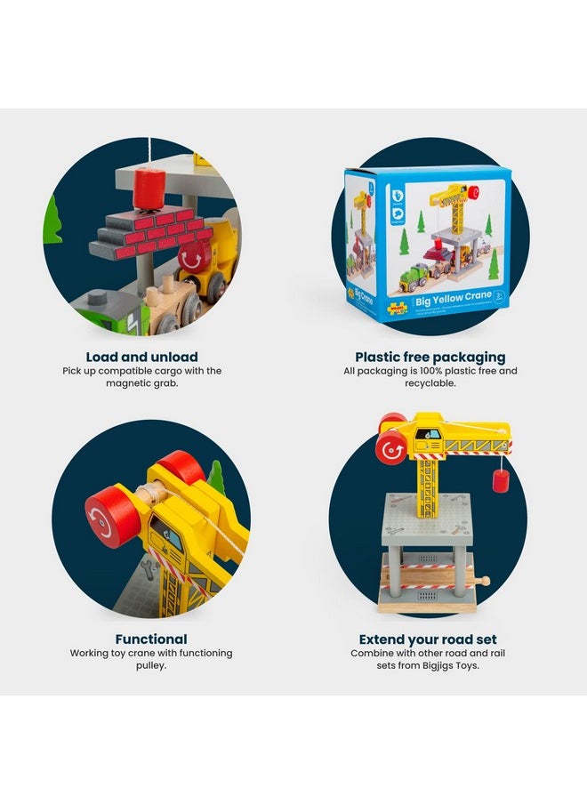 Bigjigs Rail Bigjigs Rail Magnetic Big Yellow Crane - Other Major Wooden Rail Brands are Compatible  - Image 3