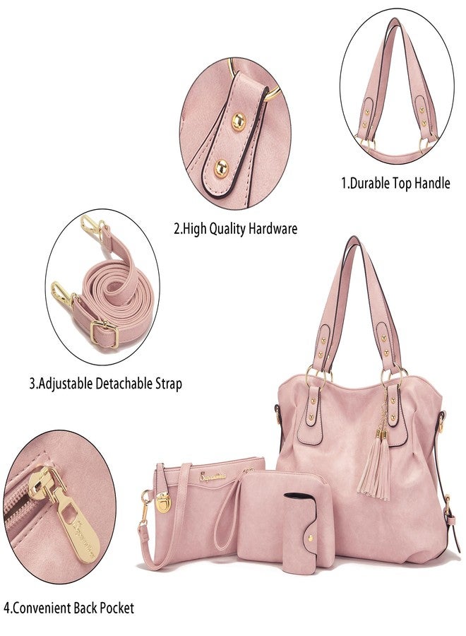 Soperwillton Fashion Handbag for Women Shoulder Bag Top Handle Satchel Hobo Tote Bag Purse Set 4pcs - Image 3