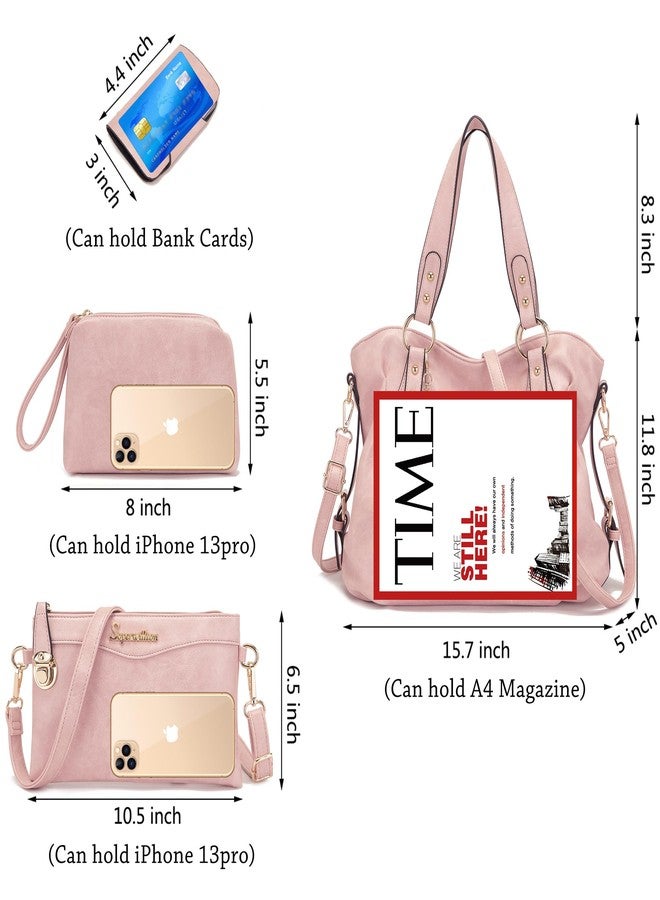 Soperwillton Fashion Handbag for Women Shoulder Bag Top Handle Satchel Hobo Tote Bag Purse Set 4pcs - Image 4