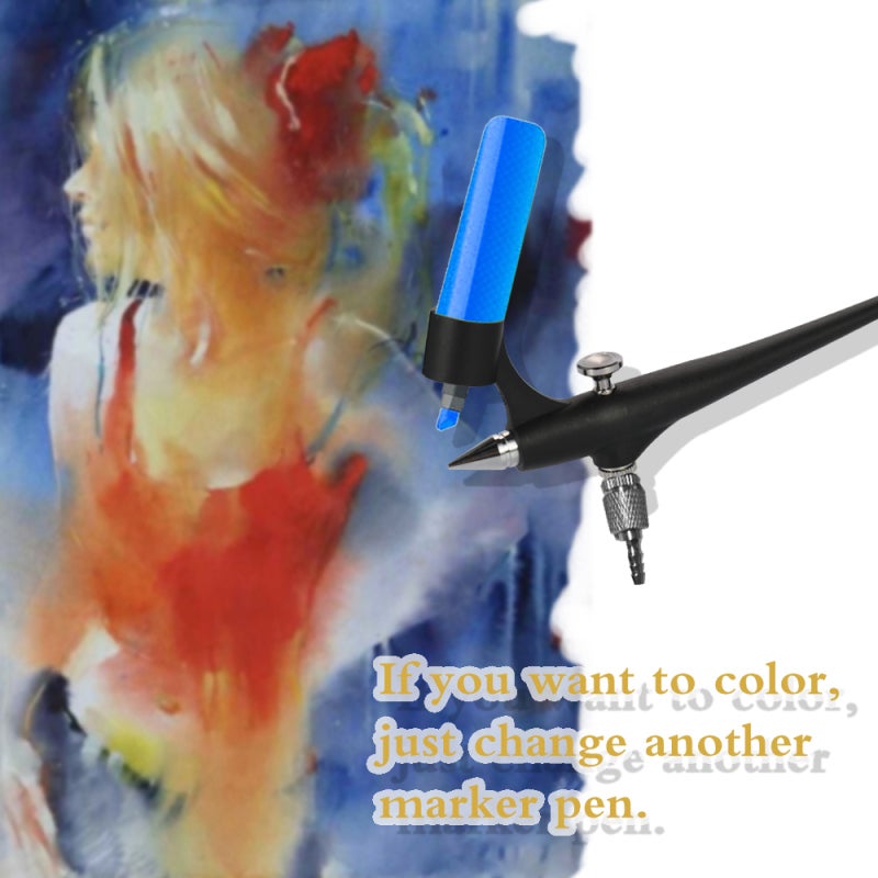 Pneumatic Marker Pen Spray Tool: Mini Size, Direct Air Pump Connection, Focused Fine Fog Spray - No-Clean Design, Replaceable Marker Pens for Beginners & Craft Projects - Image 2