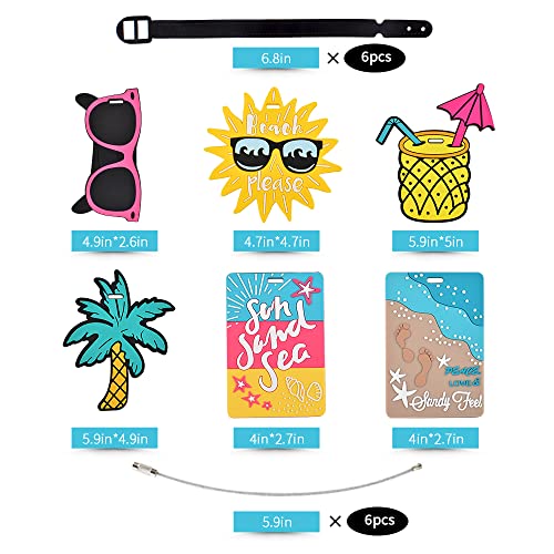 VIOCIWUO Unique Cute Luggage Tags for Women Men, Travel Suitcase Tags Summer Beach Luggage Tags Series Identify Label with Loop 6Pcs - Image 2