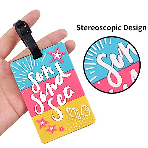 VIOCIWUO Unique Cute Luggage Tags for Women Men, Travel Suitcase Tags Summer Beach Luggage Tags Series Identify Label with Loop 6Pcs - Image 3