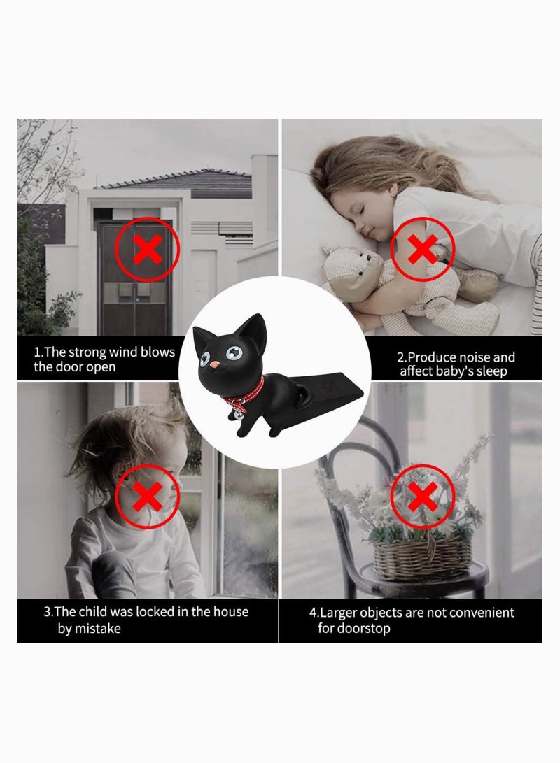 Door Stopper, Cute Cat Door Stopper Door Stop Silicone Door Stops Cute Style Door Wedge for Home and Office Black Cat, Works on All Surfaces, Non Scratching, Strong Grip (Black) - Image 5