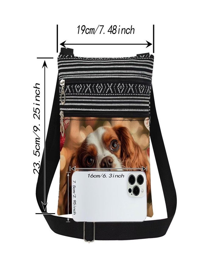 XiaoGalaee Romantic Puppy Print Crossbody Bag Cavalier King Charles Spaniel with Loving Heart Messenger Bag Travel Men Adjustable Shoulder Strap Crossbody Purse Valentine's Day Birthday Gift for Her - Image 4