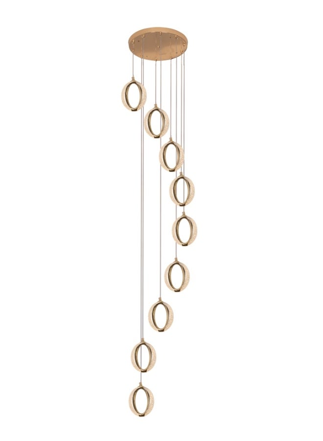 10-Light LED Bubble Crystal Spiral Chandelier - Golden Pendant Design for Stairwells and Entryways - Image 4