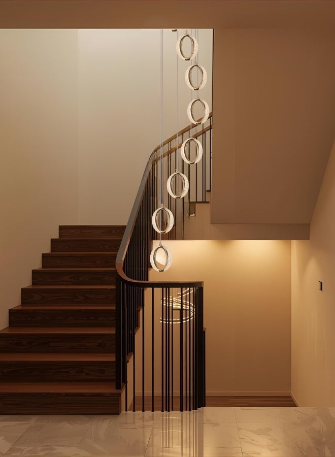 10-Light LED Bubble Crystal Spiral Chandelier - Golden Pendant Design for Stairwells and Entryways - Image 3