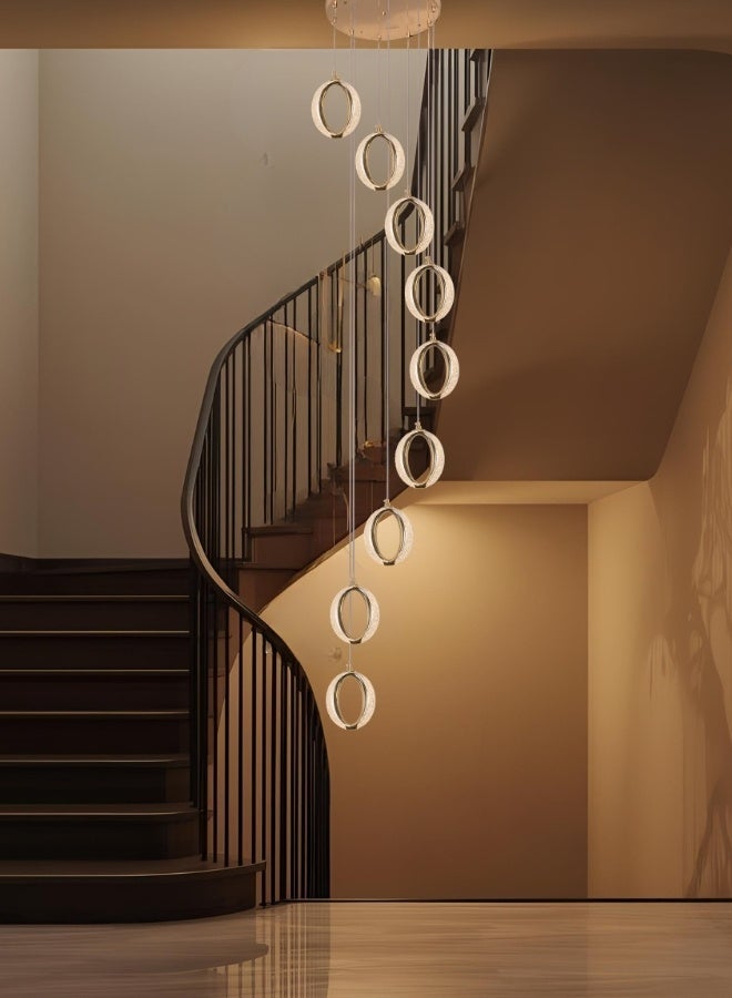 10-Light LED Bubble Crystal Spiral Chandelier - Golden Pendant Design for Stairwells and Entryways - Image 2