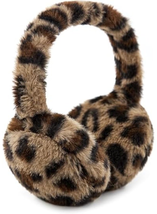 Women Ear Muffs Winter Girls Earmuffs Fuzzy Kids Ear Muff Cute Fluffy Ear Warmers Foldable Ear Covers Boy, One Size, leopard print - Image 1