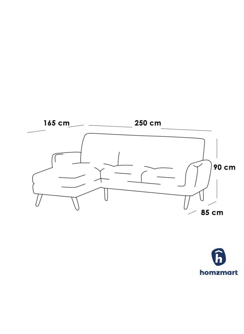 Homzmart Swedish Wood and Linen L-Shape Sofa  - Grey  - Image 3