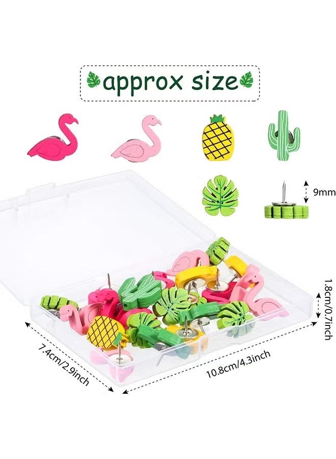 60 قطعة من دبابيس الإبهام الزخرفية اللطيفة على شكل طائر الفلامنجو والأناناس والصبار وأوراق النخيل، دبابيس لطيفة للصور على الحائط والخرائط ولوحة الإعلانات ولوحات الفلين - Image 2