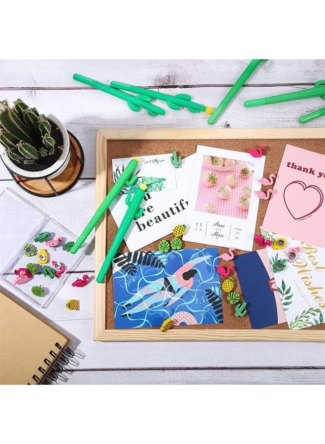 60 قطعة من دبابيس الإبهام الزخرفية اللطيفة على شكل طائر الفلامنجو والأناناس والصبار وأوراق النخيل، دبابيس لطيفة للصور على الحائط والخرائط ولوحة الإعلانات ولوحات الفلين - Image 5