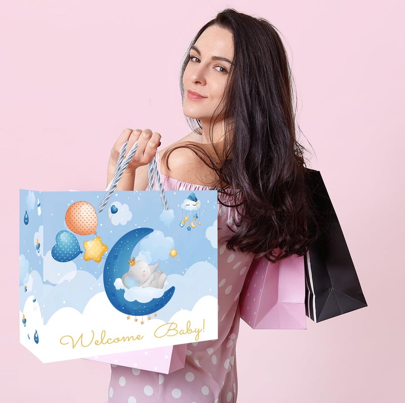 Gfinyhm 13"" Baby Boy Gift Bag For Baby Shower Or Birthday With Handle  Tissue Paper And Greeting Card (Elephant) - Image 5