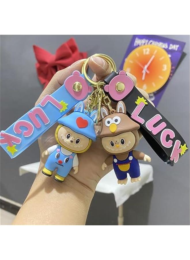 Cute Labubu Keychain with Wristlet, Kawaii Labubu Bag Charms for Handbag Purse Backpack Gift for Women  - Image 3