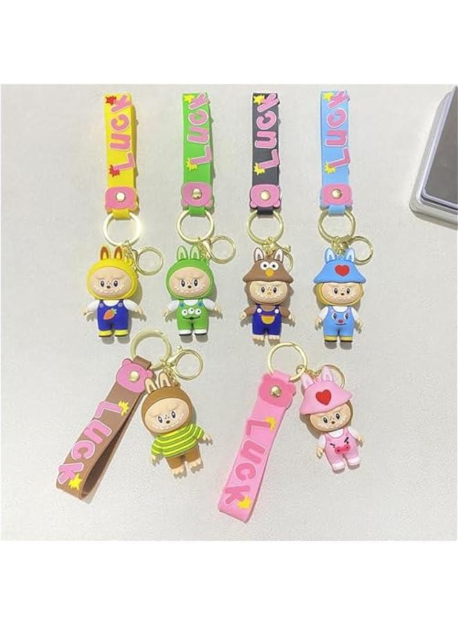 Cute Labubu Keychain with Wristlet, Kawaii Labubu Bag Charms for Handbag Purse Backpack Gift for Women  - Image 4