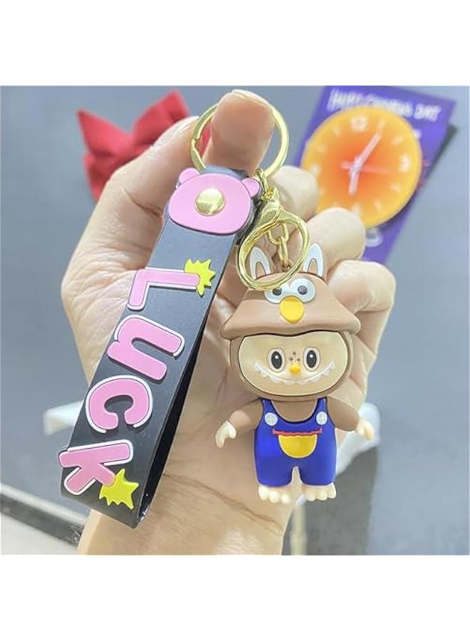 Cute Labubu Keychain with Wristlet, Kawaii Labubu Bag Charms for Handbag Purse Backpack Gift for Women  - Image 2