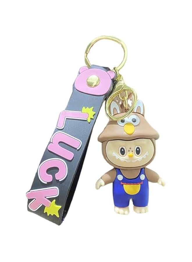 Cute Labubu Keychain with Wristlet, Kawaii Labubu Bag Charms for Handbag Purse Backpack Gift for Women  - Image 1