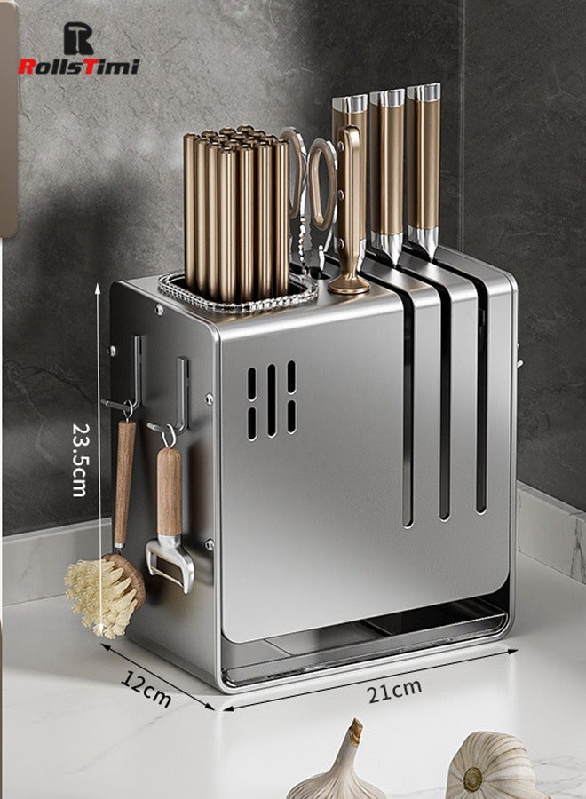 RollsTimi  Multi-Functional Kitchen Knife Holder Storage Rack Wall-Mounted Chopstick Basket Household Countertop Space-Saving Organizer - Image 1