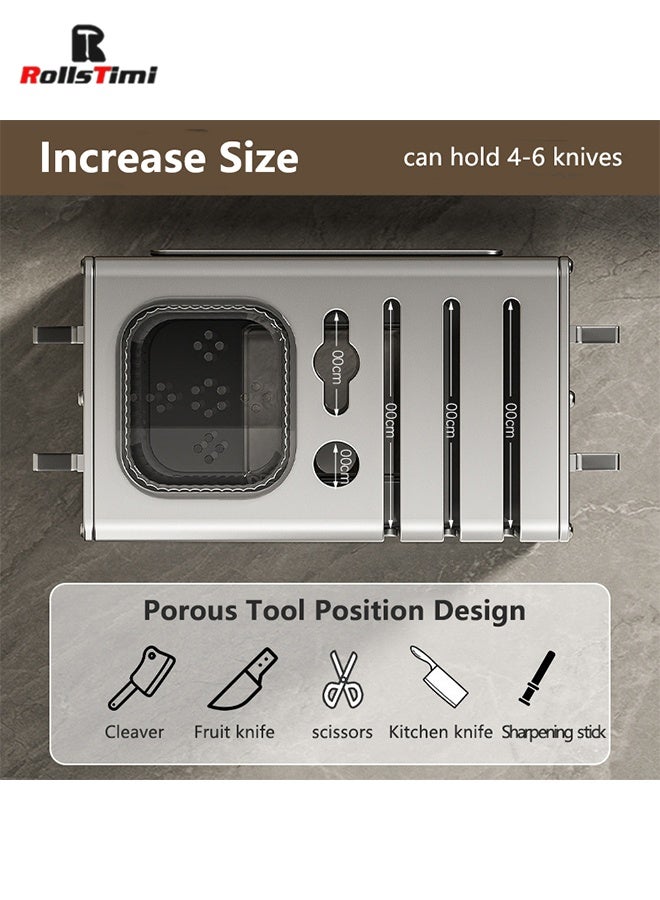 RollsTimi  Multi-Functional Kitchen Knife Holder Storage Rack Wall-Mounted Chopstick Basket Household Countertop Space-Saving Organizer - Image 4