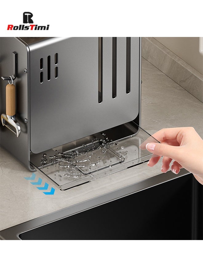 RollsTimi  Multi-Functional Kitchen Knife Holder Storage Rack Wall-Mounted Chopstick Basket Household Countertop Space-Saving Organizer - Image 5