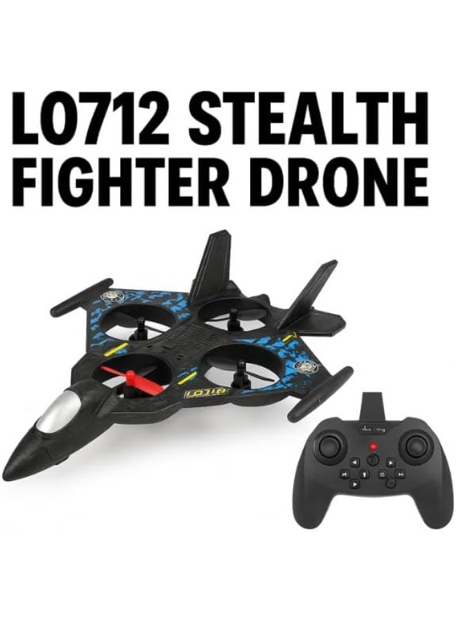 RC Drone Aircraft with LED Lights, 25cm Length, Remote Control, Rechargeable Battery, Spare Propellers, Ages 14+ - No: L0712 - Image 2