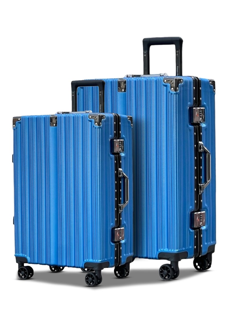 ZAAPPY Aluminum Frame Unbreakable Luggage 2Pcs Set (20/24 Inch) Polycarbonate Hard Shell Suitcase - Image 1