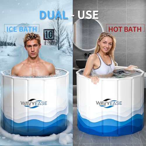 WAVYEASE Portable Bath Tub for Adults -(31.5"L x 26"H) Foldable Cold Plunge Tub for Recovery - Collapsible Soaking Bath Tub for Shower Stall Home SPA - Outdoor Ice Bathtub for Athletes (White) - Image 3