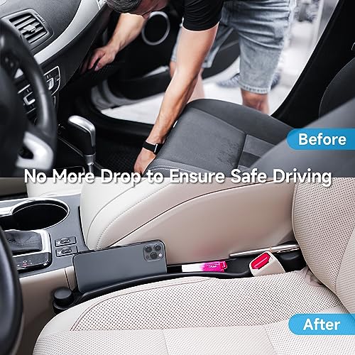 Givifive Car Seat Gap Filler Set of 2, Soft Foam Multifunctional Seat Side Gap Filler with Organizer & Hook Function, 3in1 Gap Stopper Universal Fit Car SUV Truck Fill The Gap Between Seat & Console - Image 3