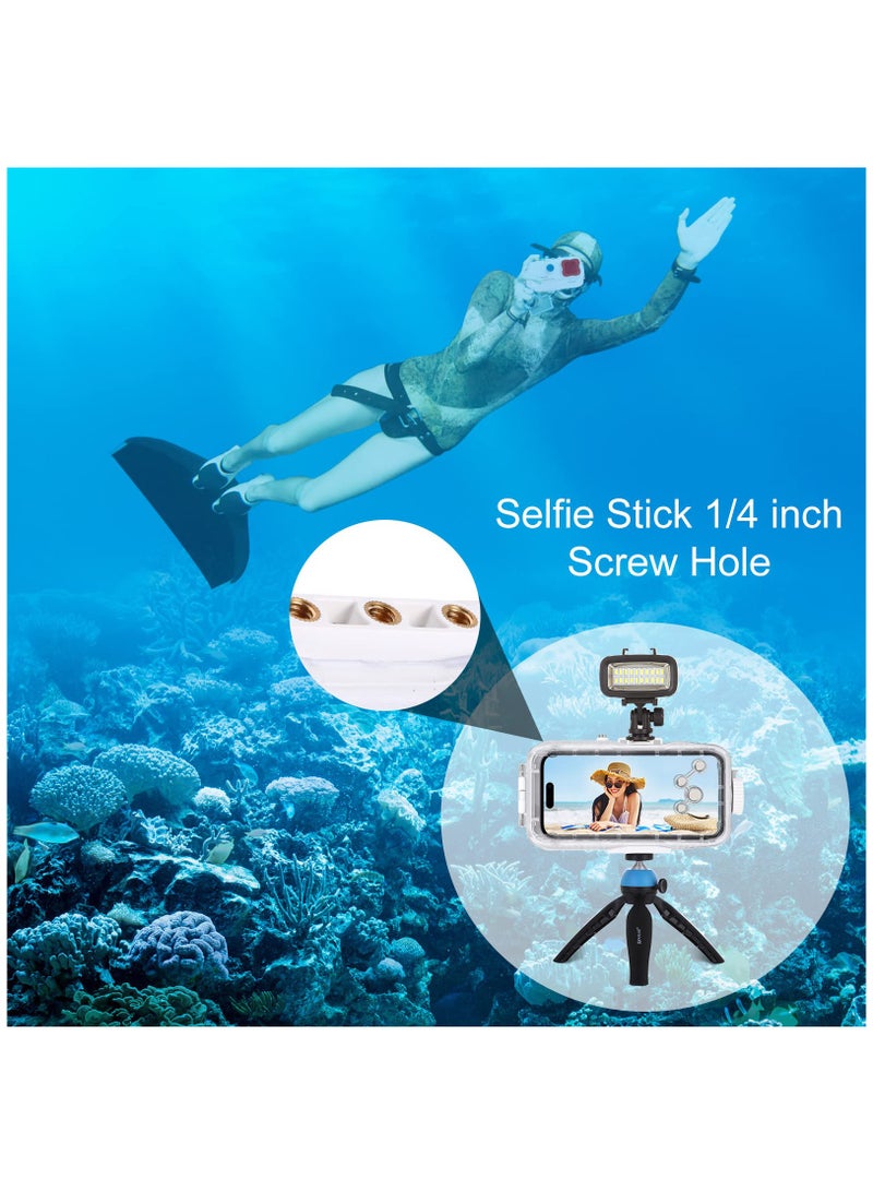 Zikra For iPhone 14 Plus & 14/13 / 12/11 Pro Max Diving Case,40m/130ft One-Way Valve Professional Underwater Waterproof Case Swimming Snorkeling Surfing Underwater Photo Video Housing (White) - Image 5