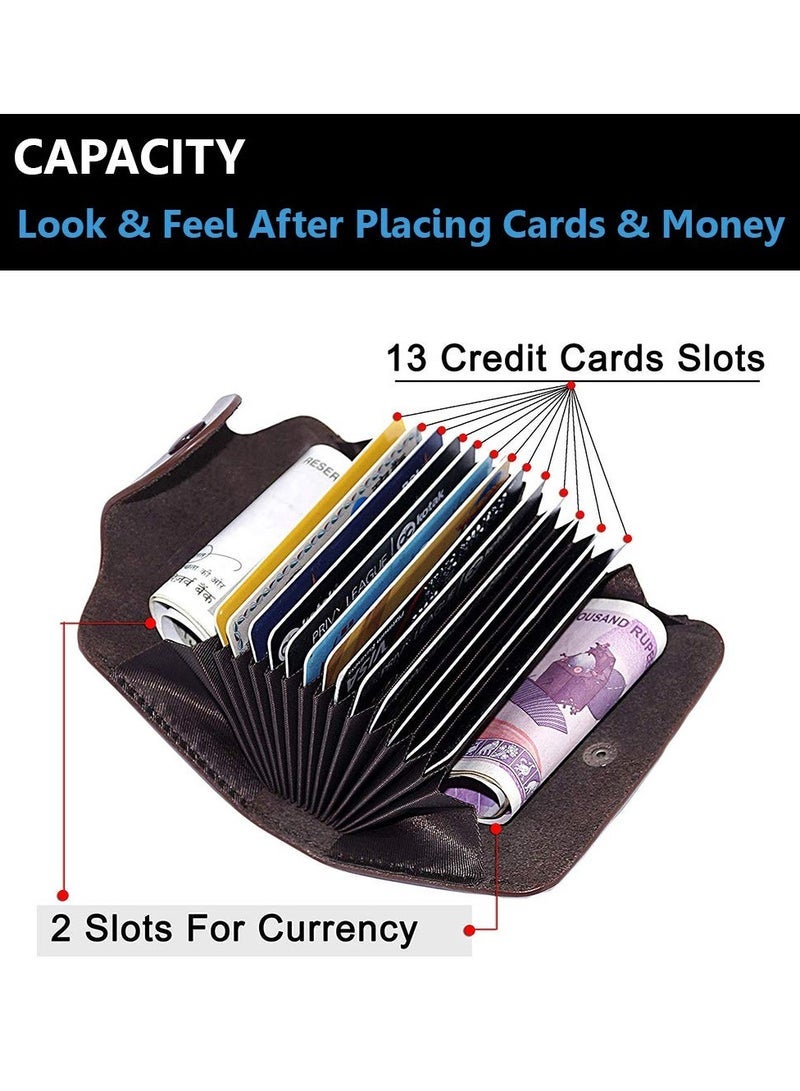 Accessorize Kingdom Dark Brown 15 Slots Leather Credit/Debit Card Holder Wallet for Men & Women (Set of 1 Dark Brown) - Image 4
